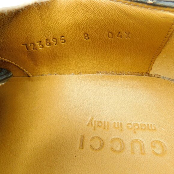 GUCCI Black Crocodile Leather Logo Heel Oxfords Shoes 8 UK - Picture 11 of 11